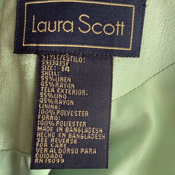 Laura Scott mint green sleeveless fully lined zip sheath linen dress size 14 - Picture 8 of 9